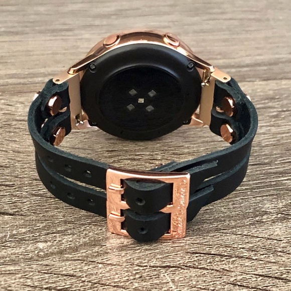 Galaxy Active2 Double Strap Black Leather Band